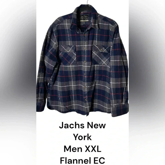 Jachs New York Flannel shirt ,men XXL, Blue ,large checkered, warm, button front - Picture 2 of 16